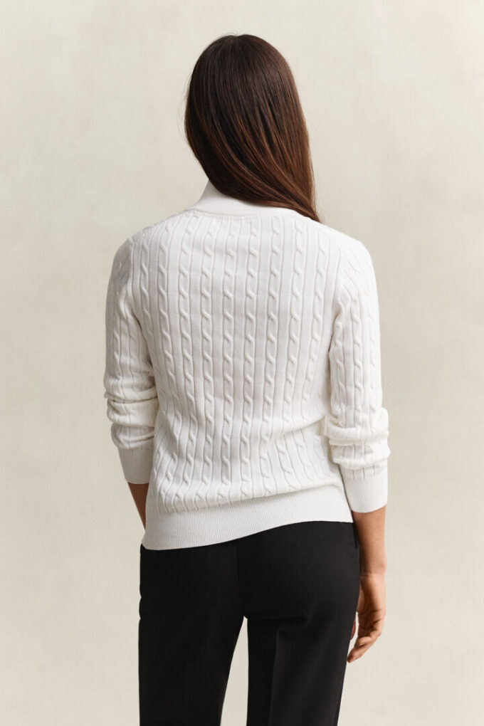 Sweter z dzianiny typu cable knit z półzamkiem