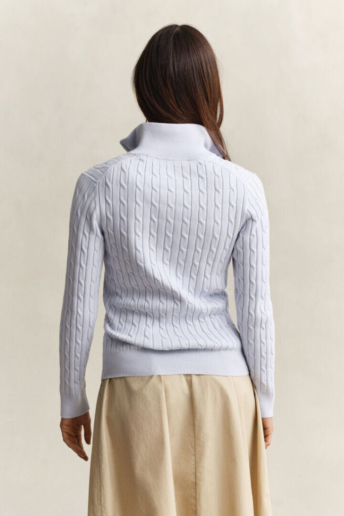 Sweter z dzianiny typu cable knit z półzamkiem
