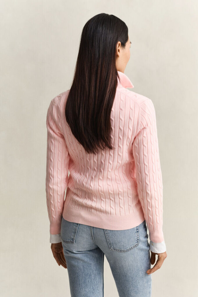 Sweter z dzianiny typu cable knit z półzamkiem