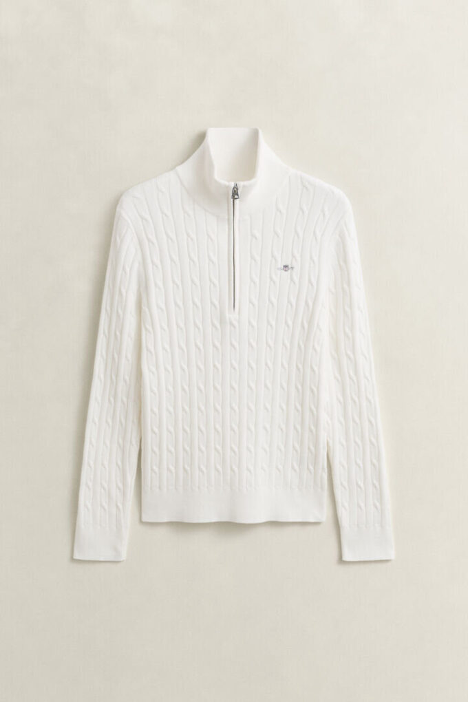 Sweter z dzianiny typu cable knit z półzamkiem