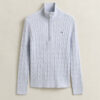 Sweter z dzianiny typu cable knit z półzamkiem