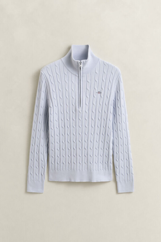 Sweter z dzianiny typu cable knit z półzamkiem
