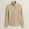Sweter z dzianiny typu cable knit z półzamkiem