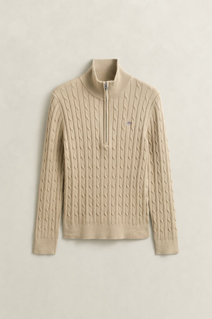 Sweter z dzianiny typu cable knit z półzamkiem