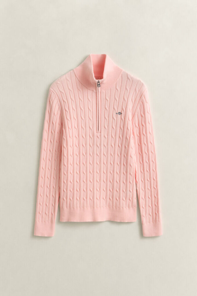 Sweter z dzianiny typu cable knit z półzamkiem