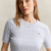 Sweter z krótkim rękawem w stylu szortów o splocie warkoczowym
