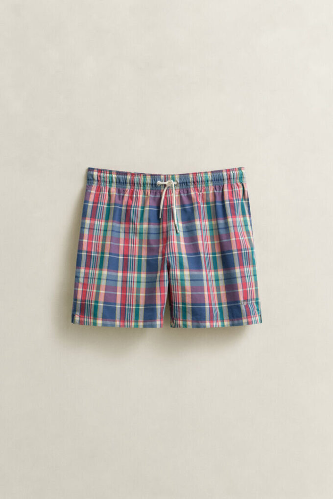 Szorty kąpielowe w kratę Madras