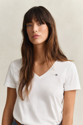 T-shirt z dekoltem w serek i herbem