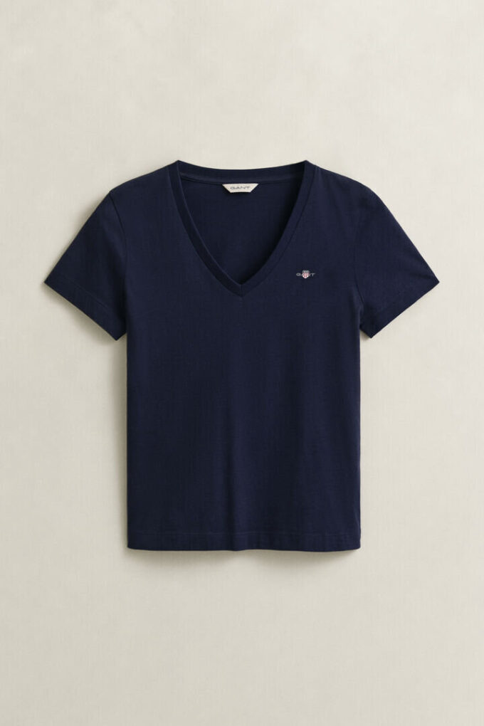 T-shirt z dekoltem w serek i herbem