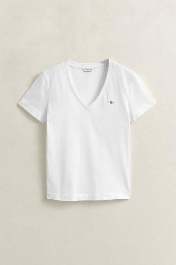 T-shirt z dekoltem w serek i herbem