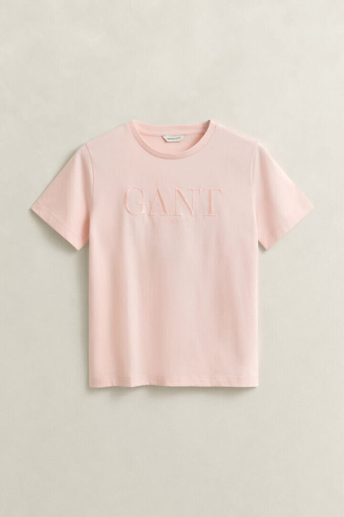 T-shirt z graficznym nadrukiem w tym samym odcieniu