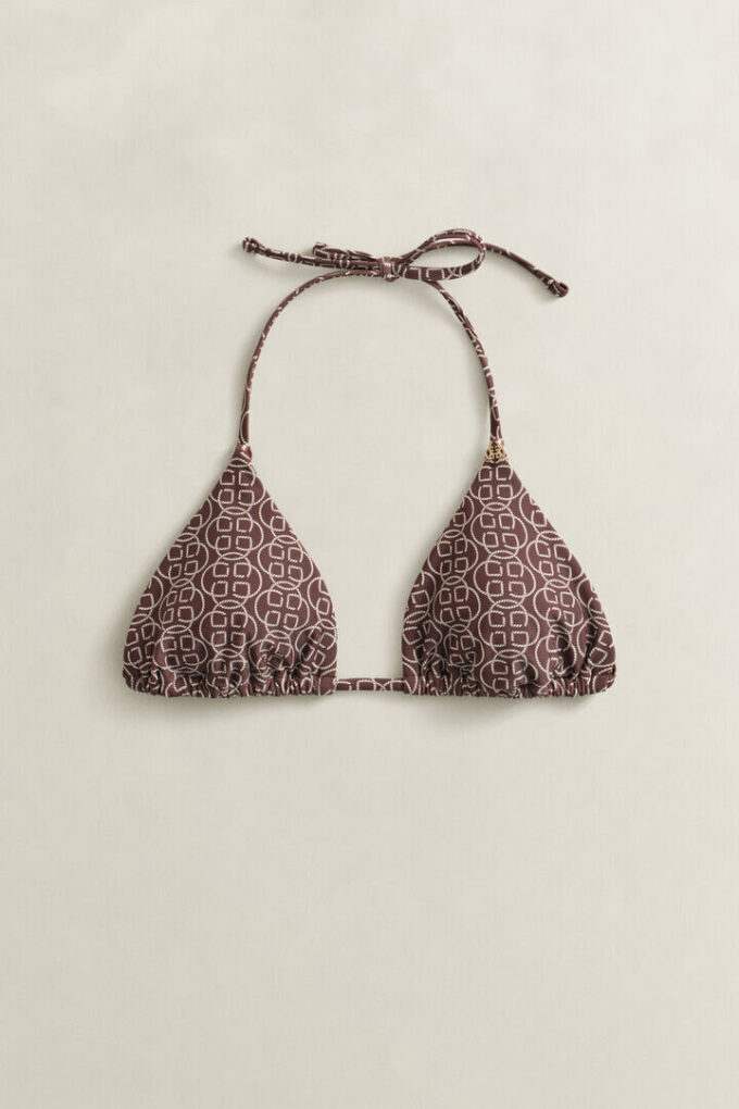 Wzorzysty, wyściełany stanik bikini w kształcie trójkąta